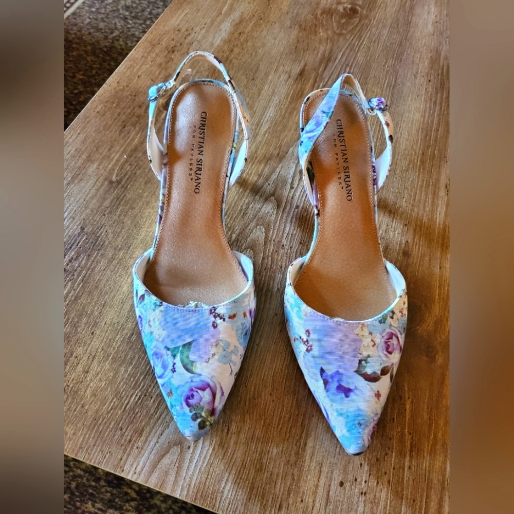 Christian Siriano Floral Slingbacks